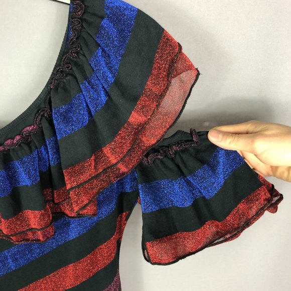 Diesel Womens One Shoulder Striped Sparkle Shimmer Ruffle Party Dress Si… - Picture 6 of 13